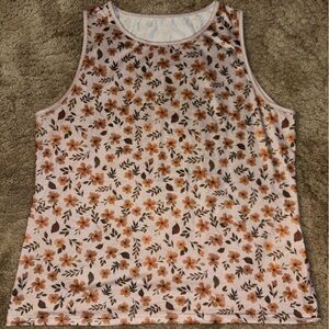 Floral Sleeveless Top - Brown and Cream